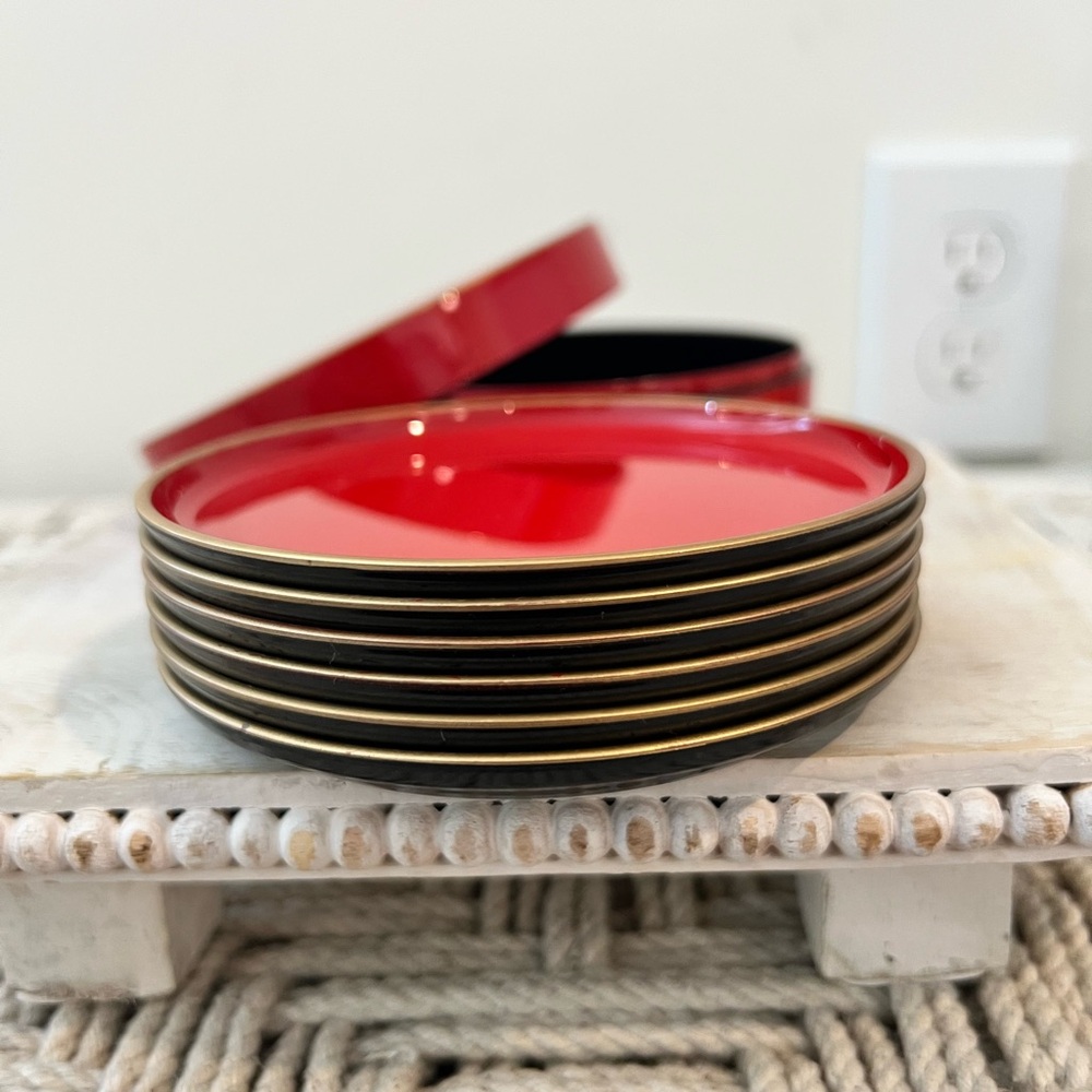 NIB Vintage OTAGIRI lot of 6 Red Round Coasters